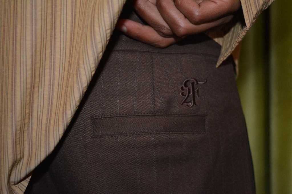chocolate pinstripe mini short