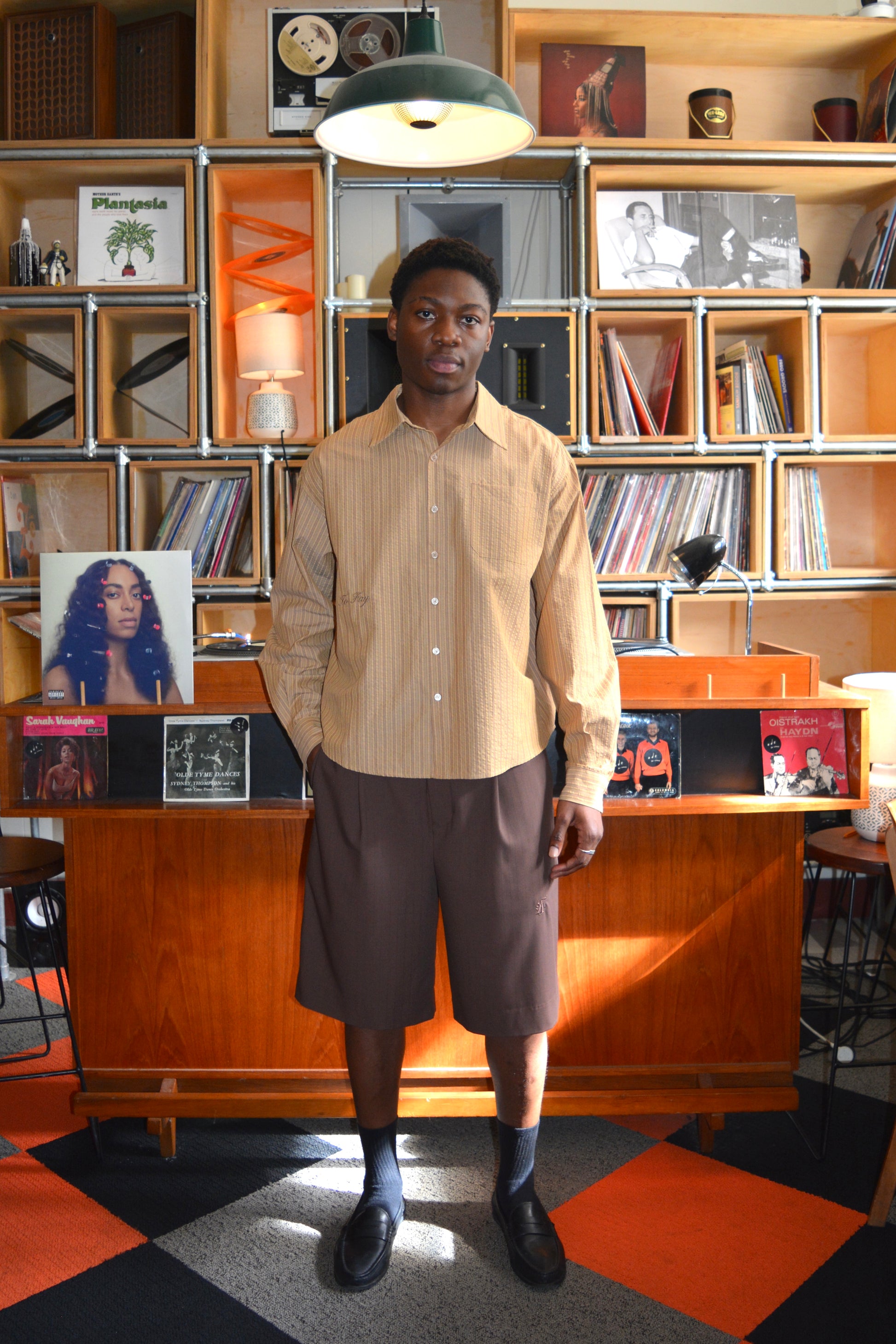 pinstripe pleated shorts
