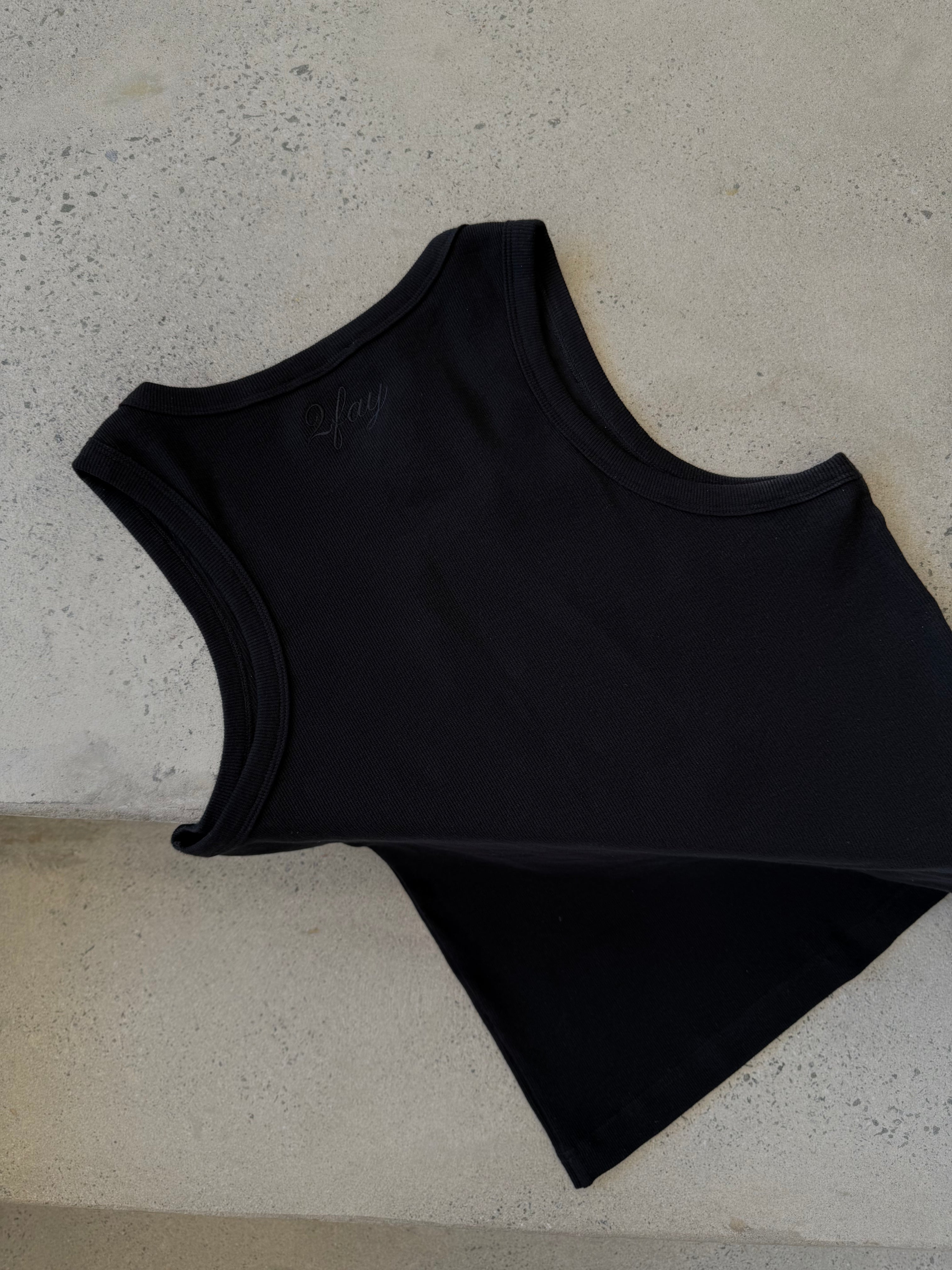 Lusso Ribbed Tank - Black