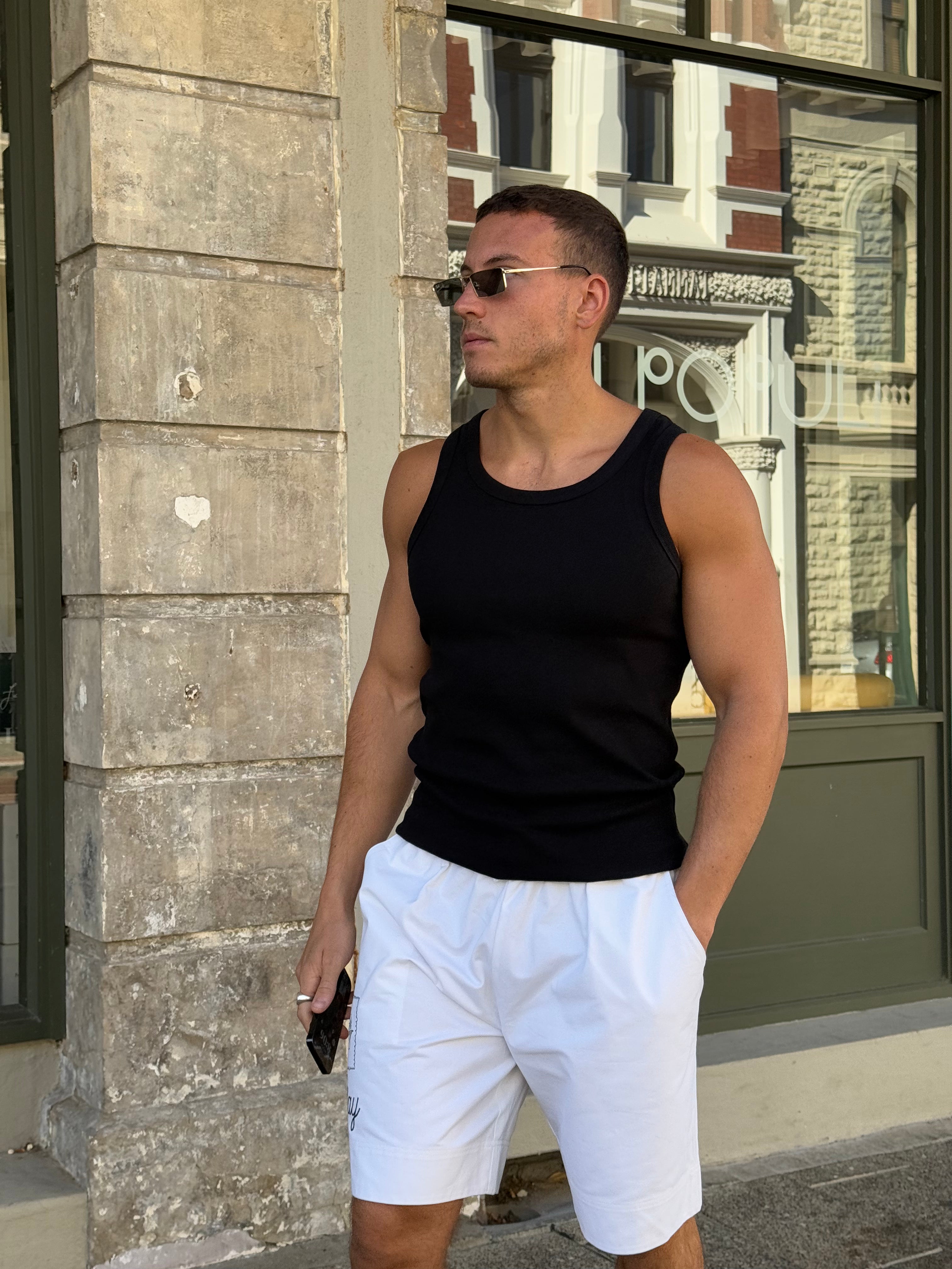 Lusso Ribbed Tank - Black