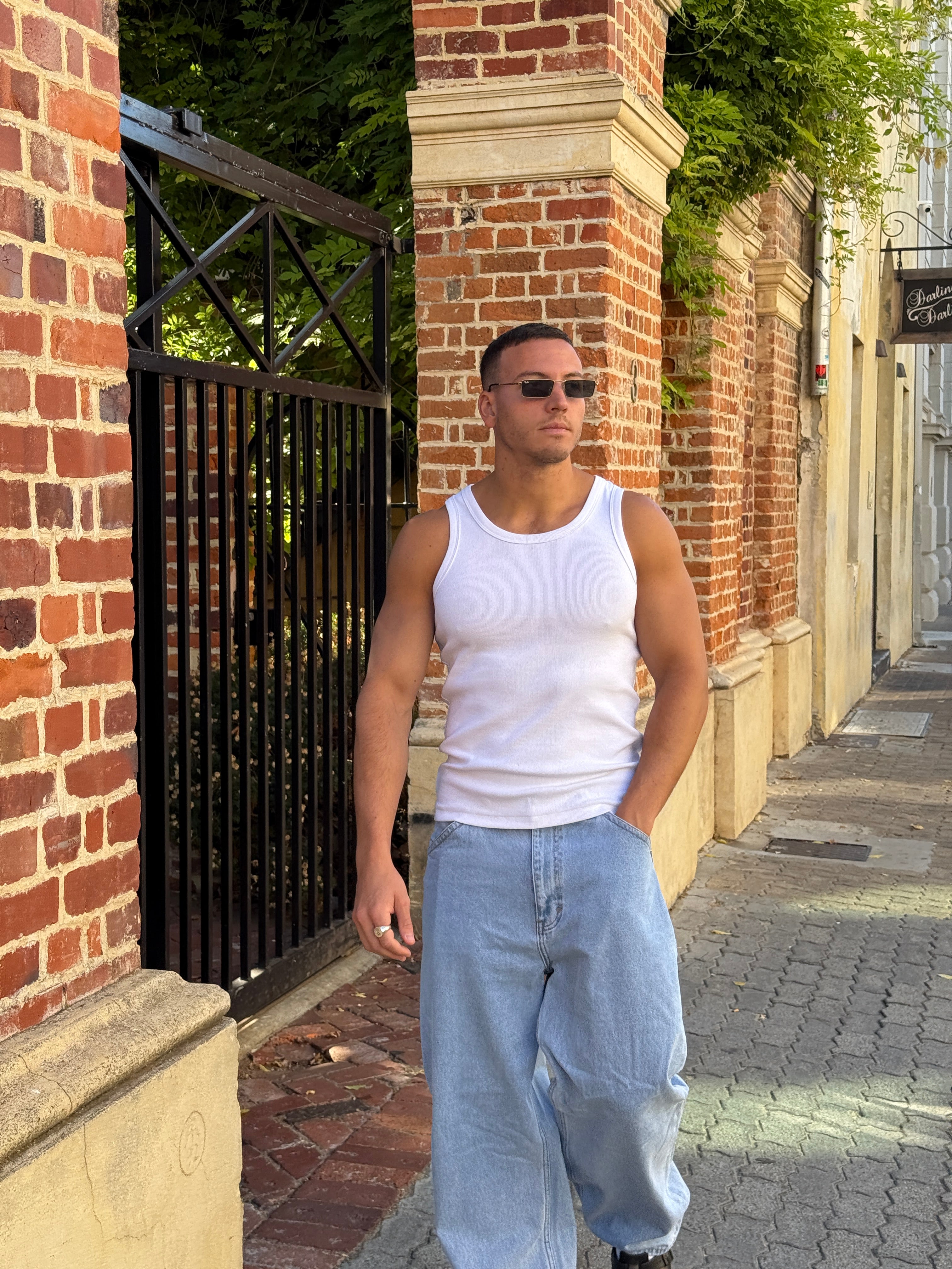 Lusso Ribbed Tank - White