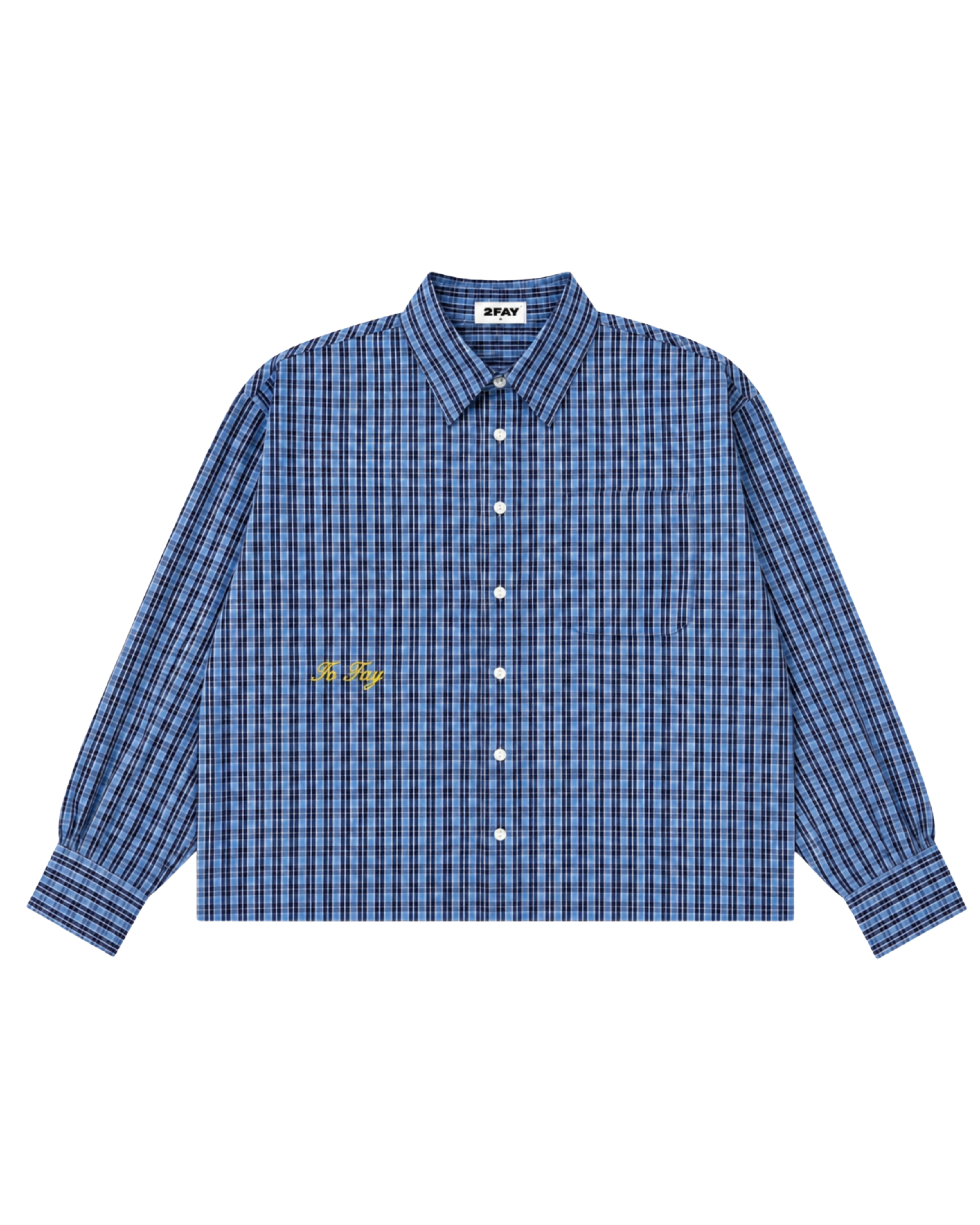 blue plaid long sleeve shirt